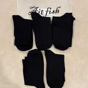 Ait fish 100% cotton 5 pair‎ NEW Men's Black Socks